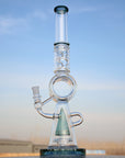 18.5" Recycler Style Donut Percolator Glass Water Pipe