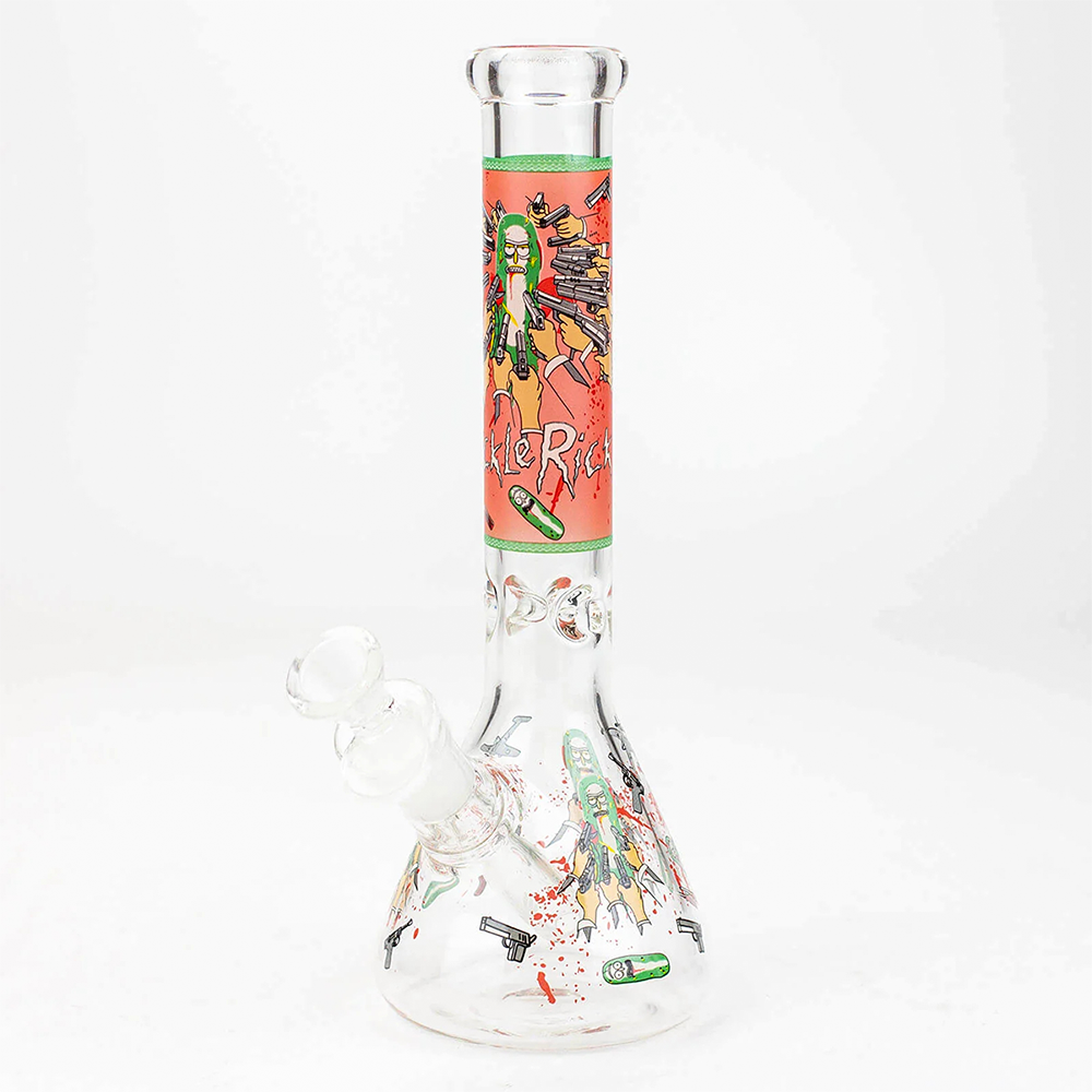 10&quot; RM Decal Glow In The Dark Glass Bong - INHALCO