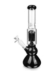 12 Inch Round Bottom Glass Bong with 4-Arm Perc in black