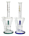 13" AQUA Glass 2-in-1 Sowerhead Percolator Glass Bong - INHALCO