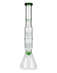 19" Dual 8-Arms Perc Glass Bong with Splash Guard - INHALCO