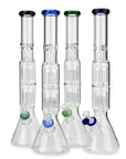 19" Dual 8-Arms Perc Glass Bong with Splash Guard - INHALCO