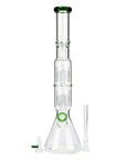 19" Dual 8-Arms Perc Glass Bong with Splash Guard - INHALCO