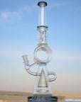 18.5" Recycler Style Donut Percolator Glass Water Pipe