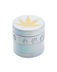 4 Parts Zinc Grinder White Rainbow Top Golden Stamp Leaf Design