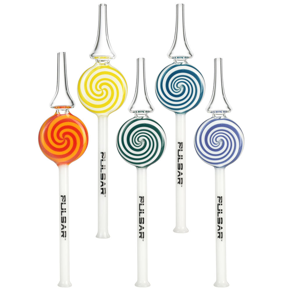 5PC SET - Pulsar Glass Lollipop Dab Straw 9" - INHALCO