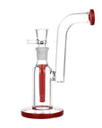 Portable glass bong with bent neck mouthpiece and bubbler design