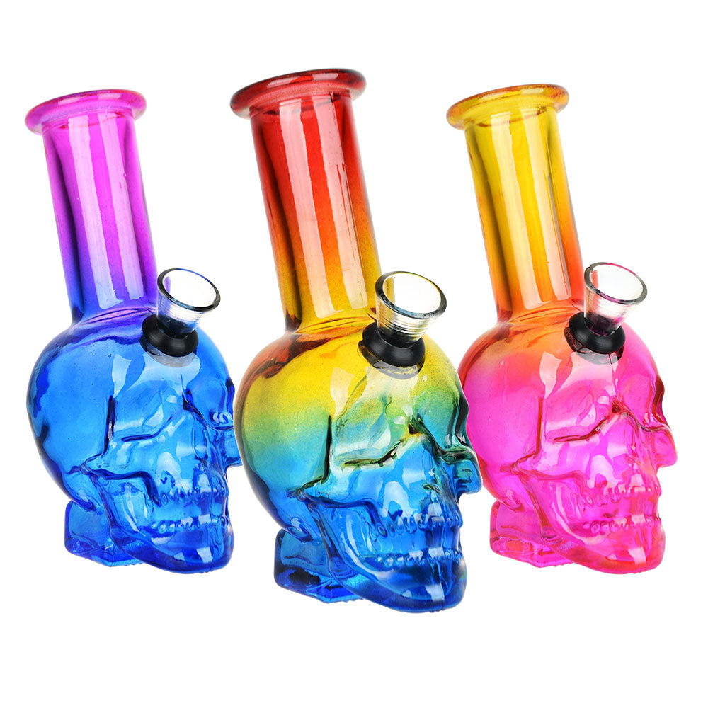 Skull Ombre Glass Mini Water Pipe