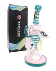 6B Glass Swirl Striped Multi-Perc Bong 9″