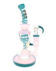 6B Glass Swirl Striped Multi-Perc Bong 9″