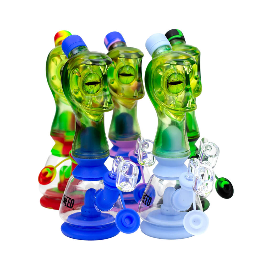 9&#39;&#39; Leak Proof Monster Eyes Silicone Rig - INHALCO