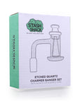 Etched Quartz Charmer Banger Set With Quartz Cap & Quartz Cone