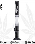 Black and White Hemp Leaf Straight Pipe Bong - INHALCO