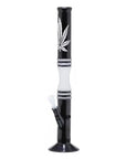 Black and White Hemp Leaf Straight Pipe Bong - INHALCO