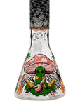 Aliens And Hemp Leaves Glow Glass Beaker Water Pipe 10"