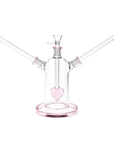Pink Date Night Heart Perc 2 Person Bong Dual Neck Front View