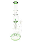 Dual Drum Perc Stemless Glass Bong Twin Tower–14.5mm–17″