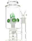 Dual Drum Perc Stemless Glass Bong Twin Tower–14.5mm–17″