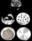 Black 4-Part Decal Metal Herb Grinder “Ink Caps”