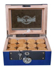 Glass Top Cobalt Blue Weed Box Stash - inhalco