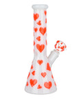 Valentine's Day Glow In The Dark Red Heart Pattern Beaker Bong