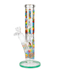 Glowing Straight Tube Bong with Flower Design - inhalco