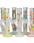 Glowing Straight Tube Bong with Flower Design - inhalco