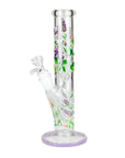Glowing Straight Tube Bong with Flower Design - inhalco