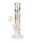 Glowing Straight Tube Bong with Flower Design - inhalco