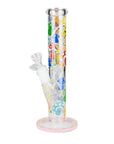 Glowing Straight Tube Bong with Flower Design - inhalco