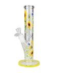 Glowing Straight Tube Bong with Flower Design - inhalco