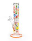 Glowing Straight Tube Bong with Flower Design - inhalco
