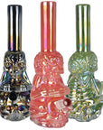 Iridescent Crouching Skeleton Soft Glass Water Pipe
