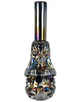 Iridescent Crouching Skeleton Soft Glass Water Pipe