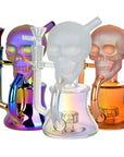 Iridescent Glass Solemn Skull Recycler Dab Rig - INHALCO