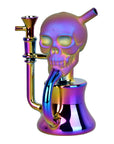 Iridescent Glass Solemn Skull Recycler Dab Rig - INHALCO