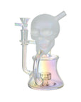Iridescent Glass Solemn Skull Recycler Dab Rig - INHALCO