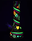 Rainbow Pride Glow In The Dark Glass Bong - inhalco