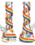 Rainbow Pride Glow In The Dark Glass Bong - inhalco