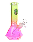 Gradient green to pink glass water pipe with SeshGear logo on a white background