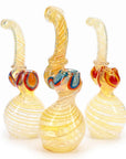 Silver Fumed Swirl Glass Sherlock Bubbler 8″