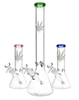 Silver Hemp Leaf Glass Beaker Bong