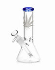 Silver Hemp Leaf Glass Beaker Bong