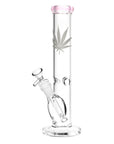 Silver Hemp Leaf Straight Tube Water Bong - inhalco