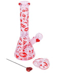 Valentine's XOXO Glass Beaker Water Pipe Set - inhalco