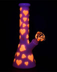 Valentine's Day Glow In The Dark Red Heart Pattern Beaker Bong