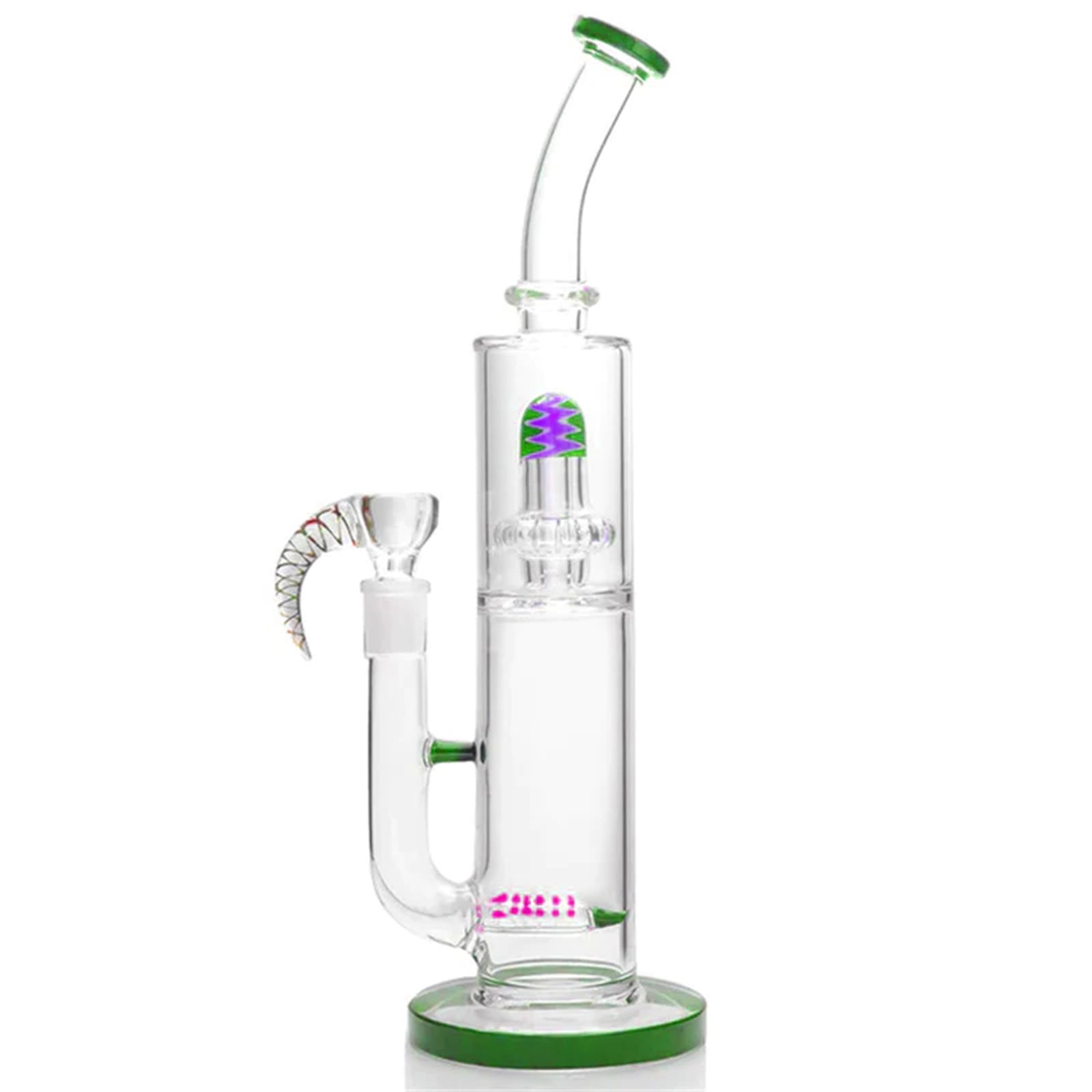 Wig Wag Bent Neck Bong With Kingstem Perc Inhalco