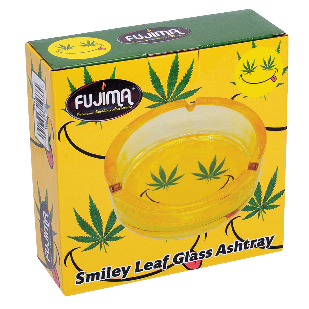 Fujima Leaf Smiley Face Glass Ashtray