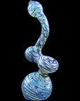 Bubble Lock Color Raked Sherlock Bubbler Pipe in Cobalt Blue - right side view