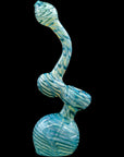 Bubble Lock Color Raked Sherlock Bubbler Pipe in Ocean Surf - side view